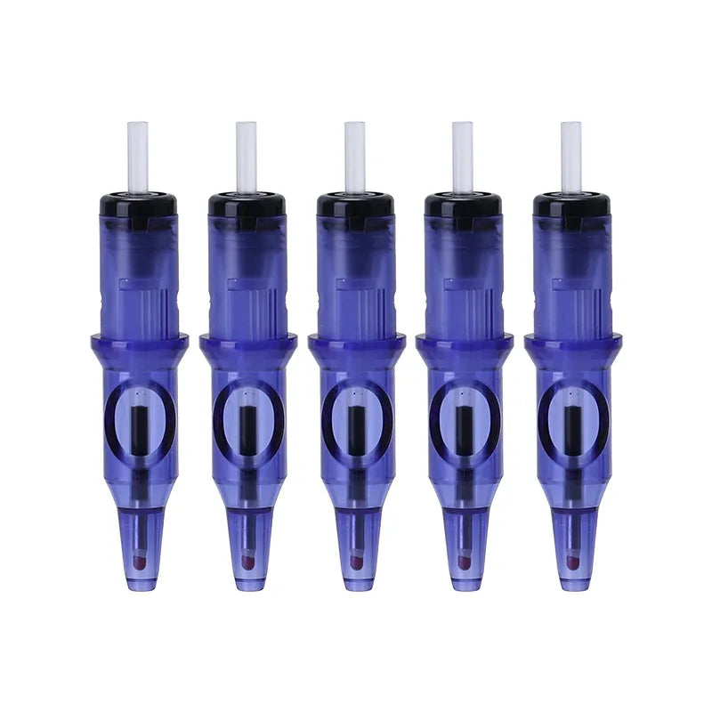 New Ball Point Pen Tattoo Cartridge Needles 5 Colors Practice Needles Drawing For Motor Tattoo Pen Grip Cartridge Supplies Qme 5PCS Blue