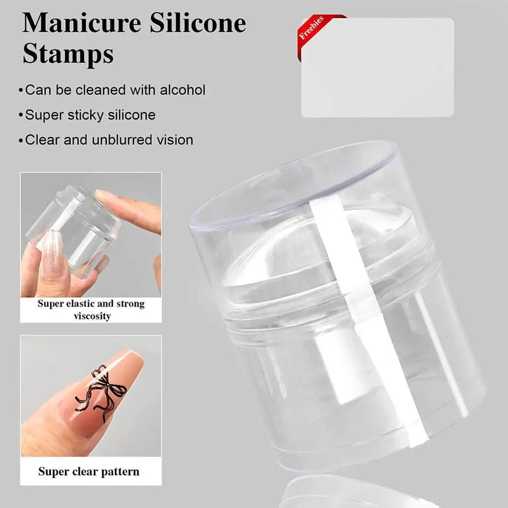 Nail Stamper French Art Clear Silicone Stamping Scraper Round Qme