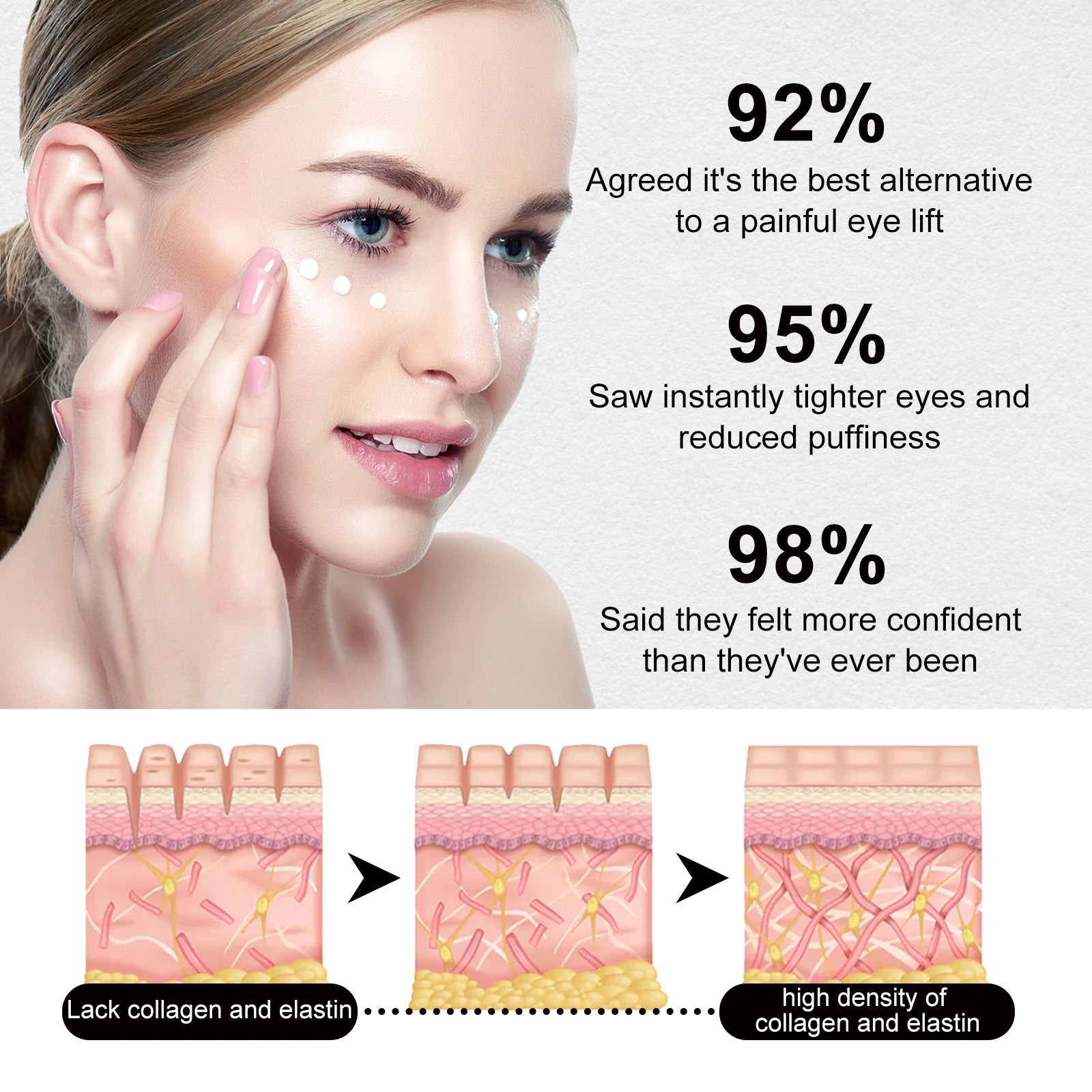Firming Eye Cream Fading Fine Lines Wrinkles Hydrolyzes Collagen Reduces Eye Bags Anti Aging Moisturizing Anti Wrinkle Eye Cream Qme
