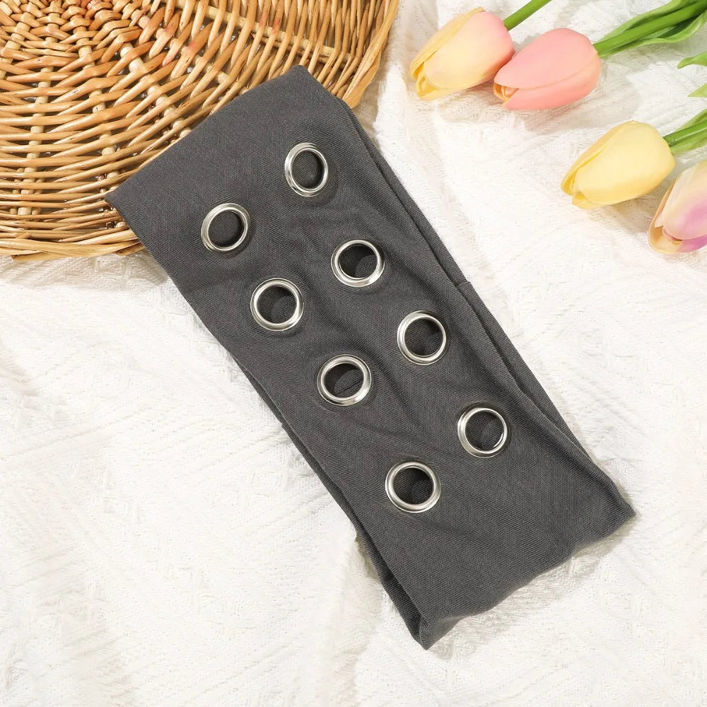 Leopard Print Hollow Metal Headband Cashew Pattern Solid Color Hollowed Out Eyelets Headband Rock Steampunk Hip-hop Qme Style 2