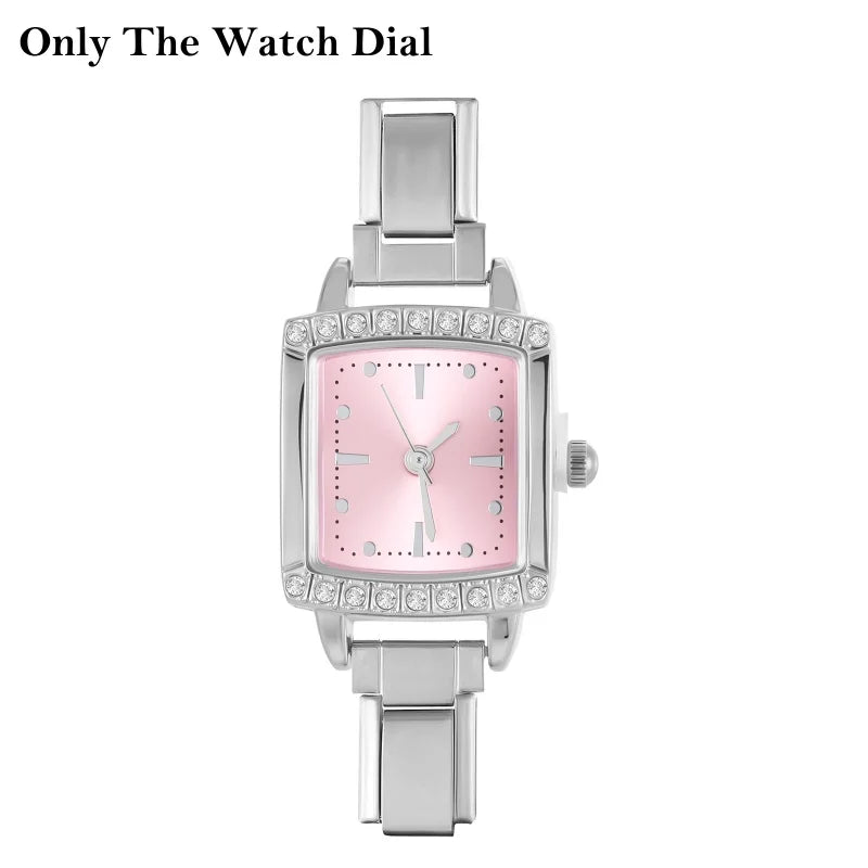 Fashion Colorful Dial Square Stainless Steel Women Zircon Series