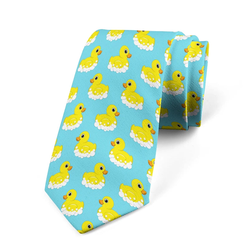Cartoon Duck 3D Printed Tie Unisex Yellow Novelty Fashion Business Qme style9