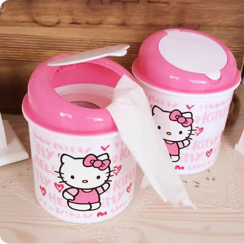 Hello Kitty Plastic Bathroom Trash Can, Household Storage Bin, Car Trash Can, Creative Living Room and Kitchen Trash Can Qme