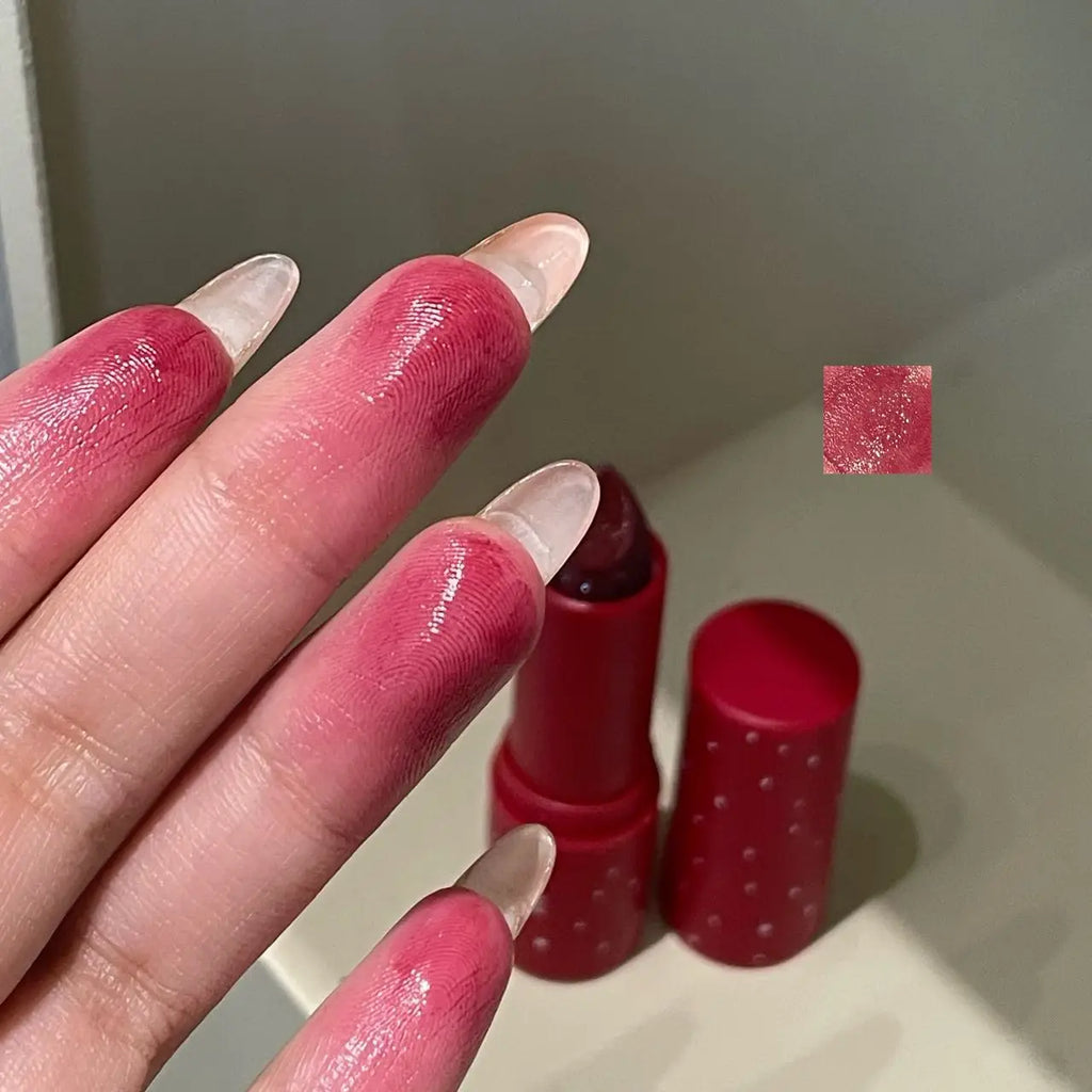 Purple Grape Lipstick Mirror Glitter Solid Lip Gloss Moisturizing Colored Lip Balm Red Brown Jelly Tint Non-Sticky Makeup Qme