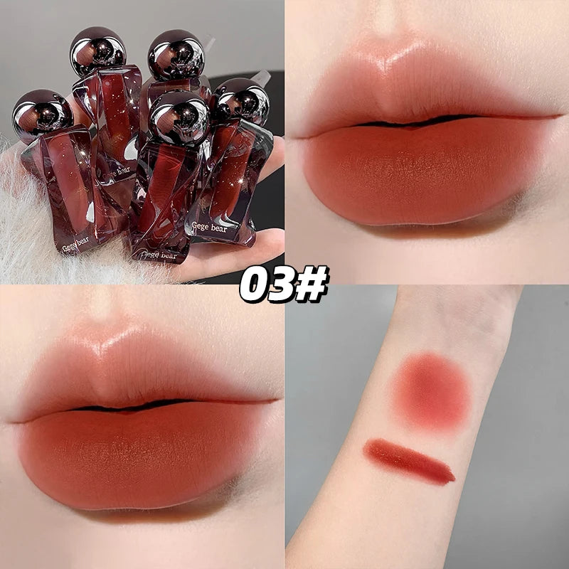 Gege Bear Lip Glaze Matte Velvet Clay Irregular Bottle Design Qme GX1315-03