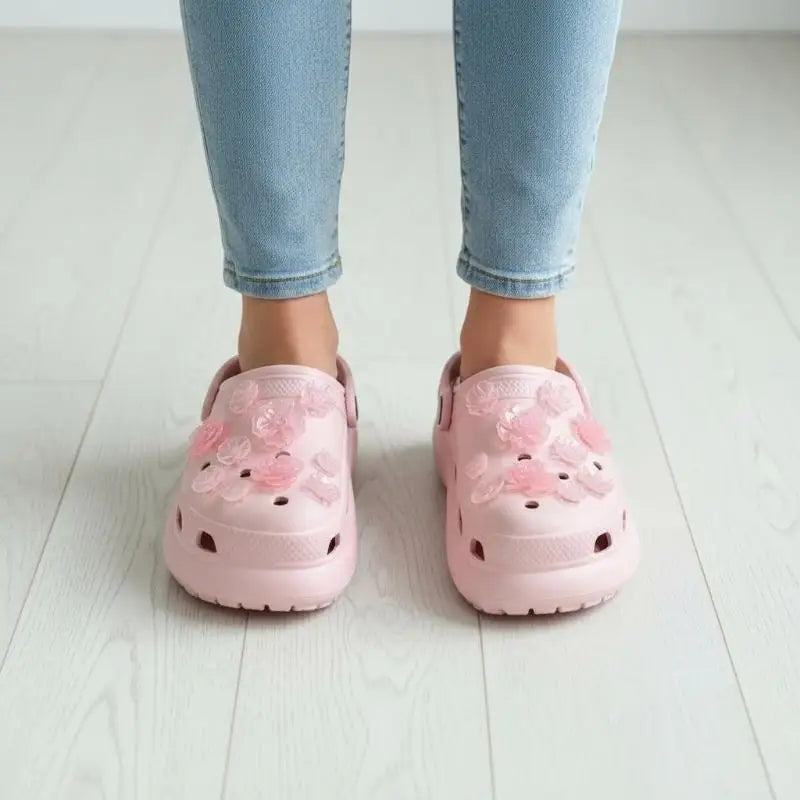 Kawaii Elegant Charms Shoes Decor Fashion Rose Resin Ornaments Funny Qme