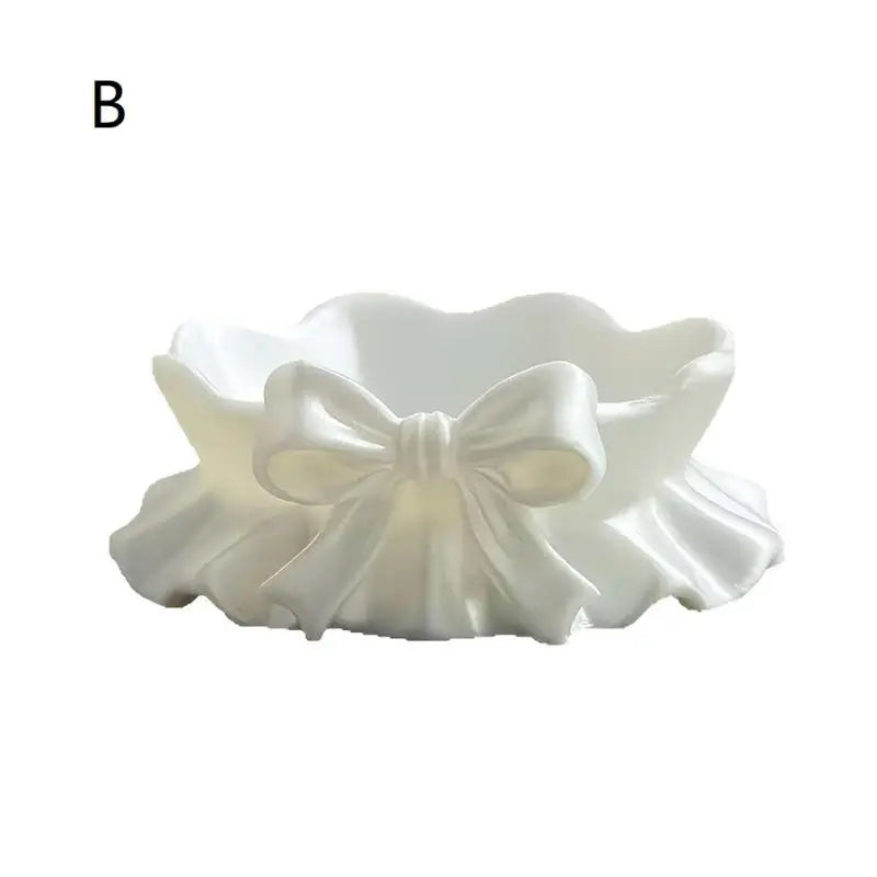 3D Printed White Bow Storage Tray, Girly Cute Jewelry Organizer Dish Home Vanity Table Decor Qme B