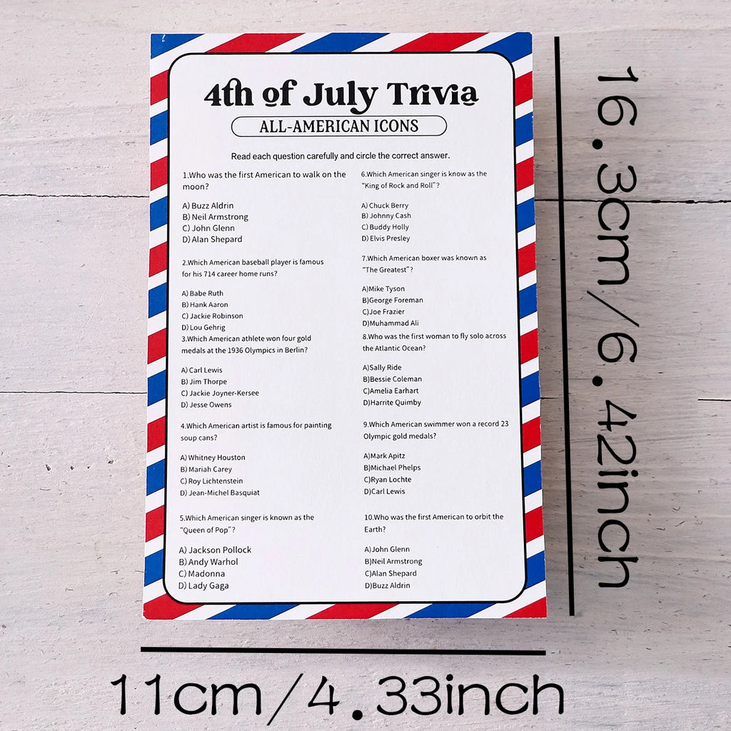 5–30 Pcs Red and Blue Striped American Independence Day Game Cards: Perfect as Independence Day Gifts or Party Favors Qme