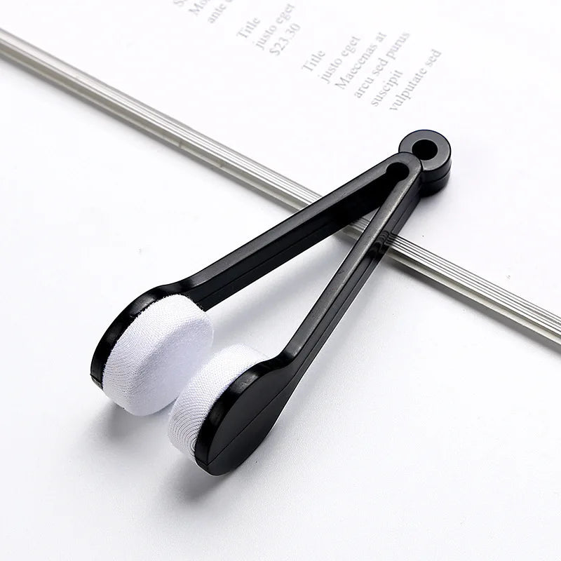 Portable Glasses Wipe Suede Cloth Cleaning Artifact Clip Does Not Qme black