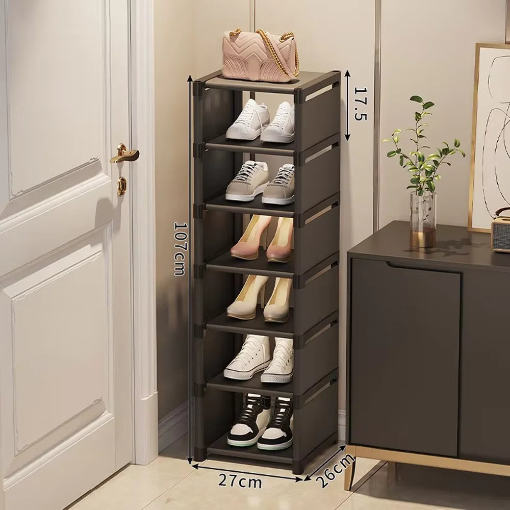 Simple Space Saving Shoe Rack Multi-Layer Shoe Shelf for Entryway & Dorm Room Home Storage Organizer for Slippers & Shoes Qme black 7 layers