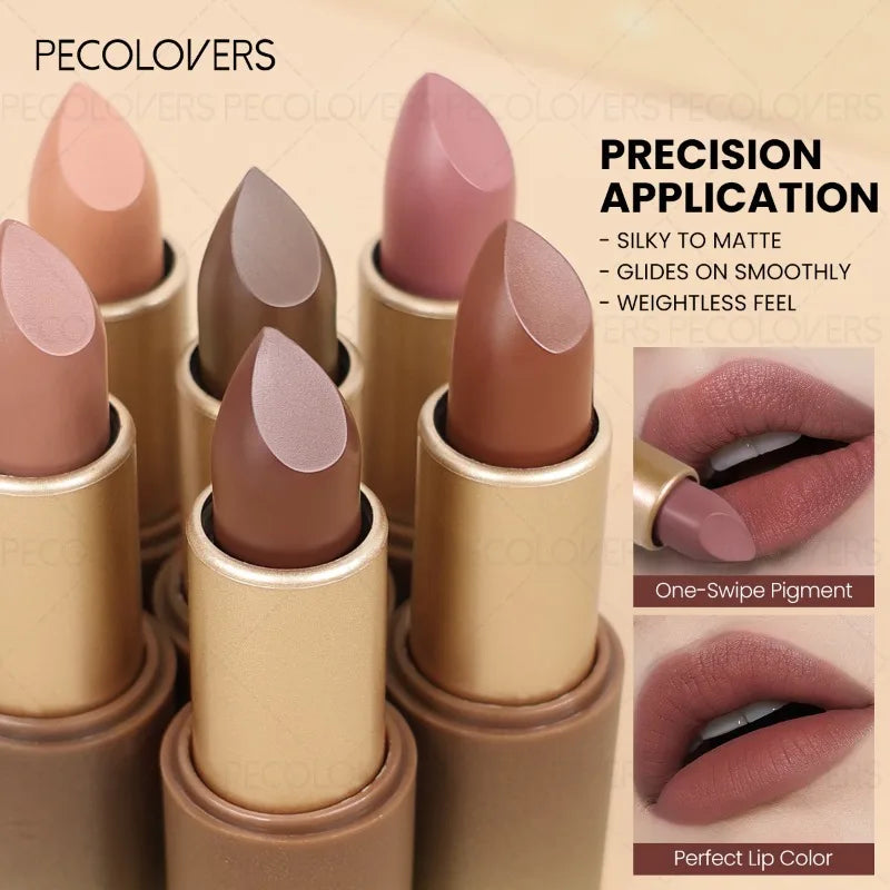 Elegant Lip Makeup Look Reddish Brown Lipstick Velvet Matte Texture Qme