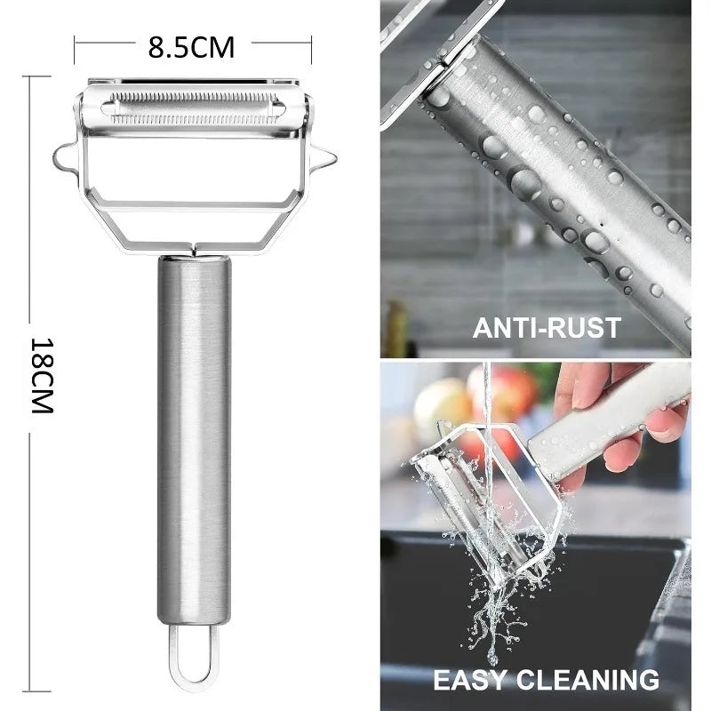 Stainless Steel Kitchen Peeler Fruits Vegetables Potatoes Carrots Cucumbers Grater Multifunctional Household Peeler Shredder Qme