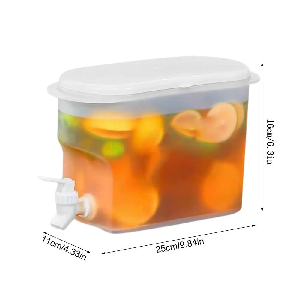 bin Fridge Drink Dispenser Water Jugs Fruit Teapot Lemonade Bucket 2.8L Large Capacity Iced Beverage Dispensers for Kitchen Home Qme White