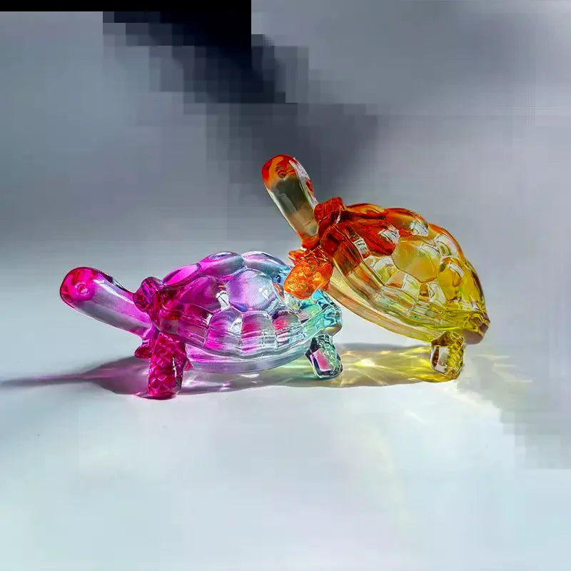 Glass Simulation Small Turtle Ornaments Glass Golden Turtle Home Fish Tank Landscaping Auspicious Decorations Qme