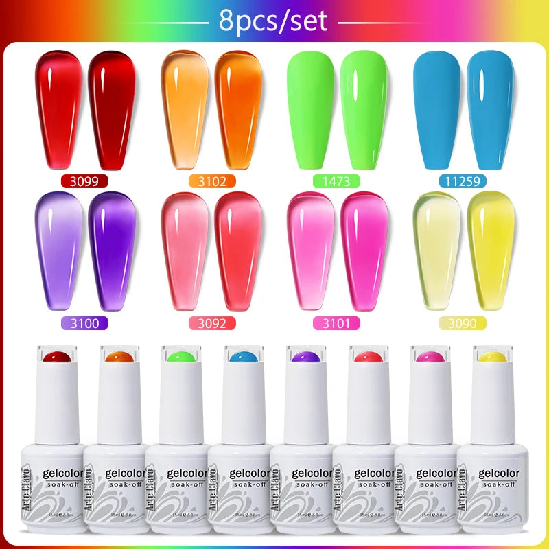Arte Clavo 4 6 8 Gel Nail Polish Art Soak Off UV Colorful Semi