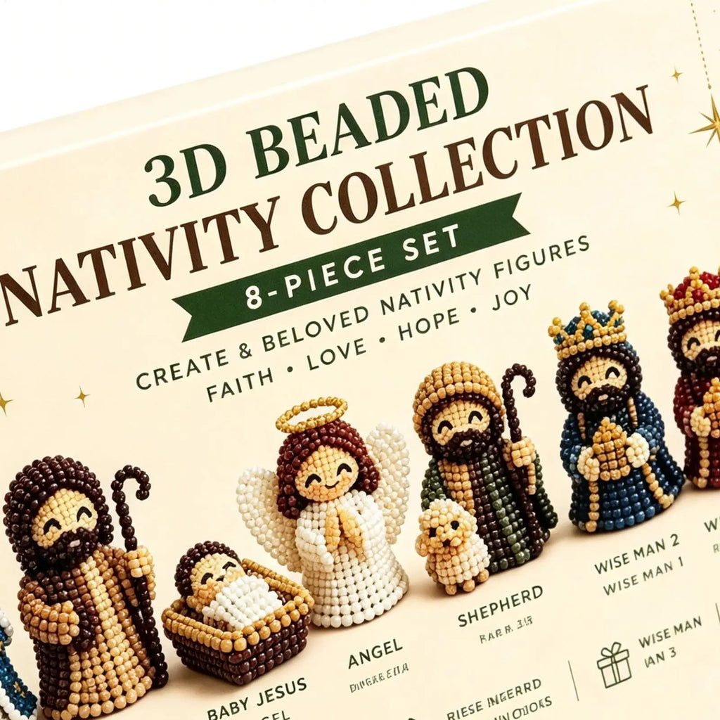 NEW Nativity Bead Craft Kit 3D Beaded Craft Figurines Decor Beading Christmas Figures Kit For Men Women Adults Dad Wife Husband Qme
