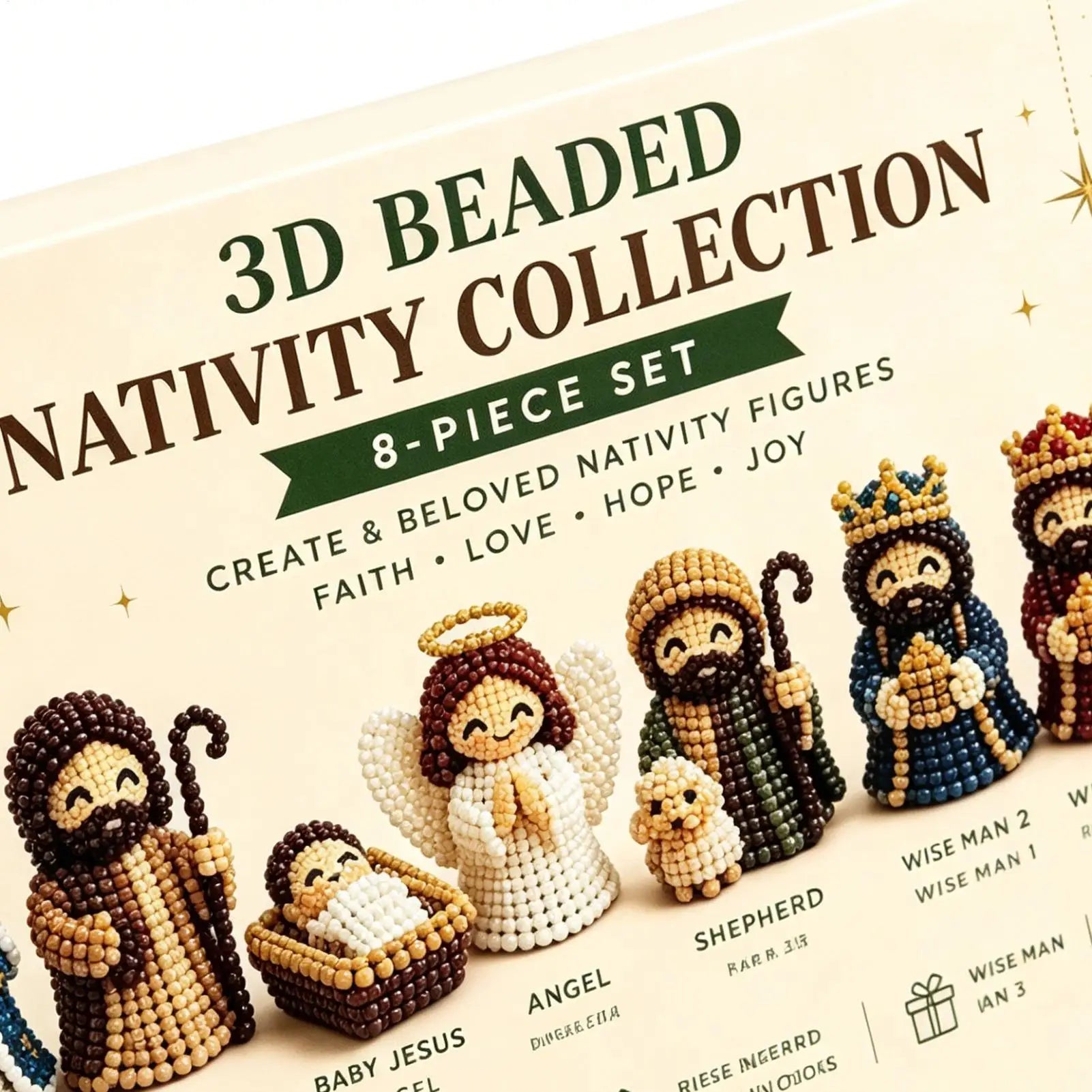 NEW Nativity Bead Craft Kit 3D Beaded Craft Figurines Decor Beading Christmas Figures Kit For Men Women Adults Dad Wife Husband Qme