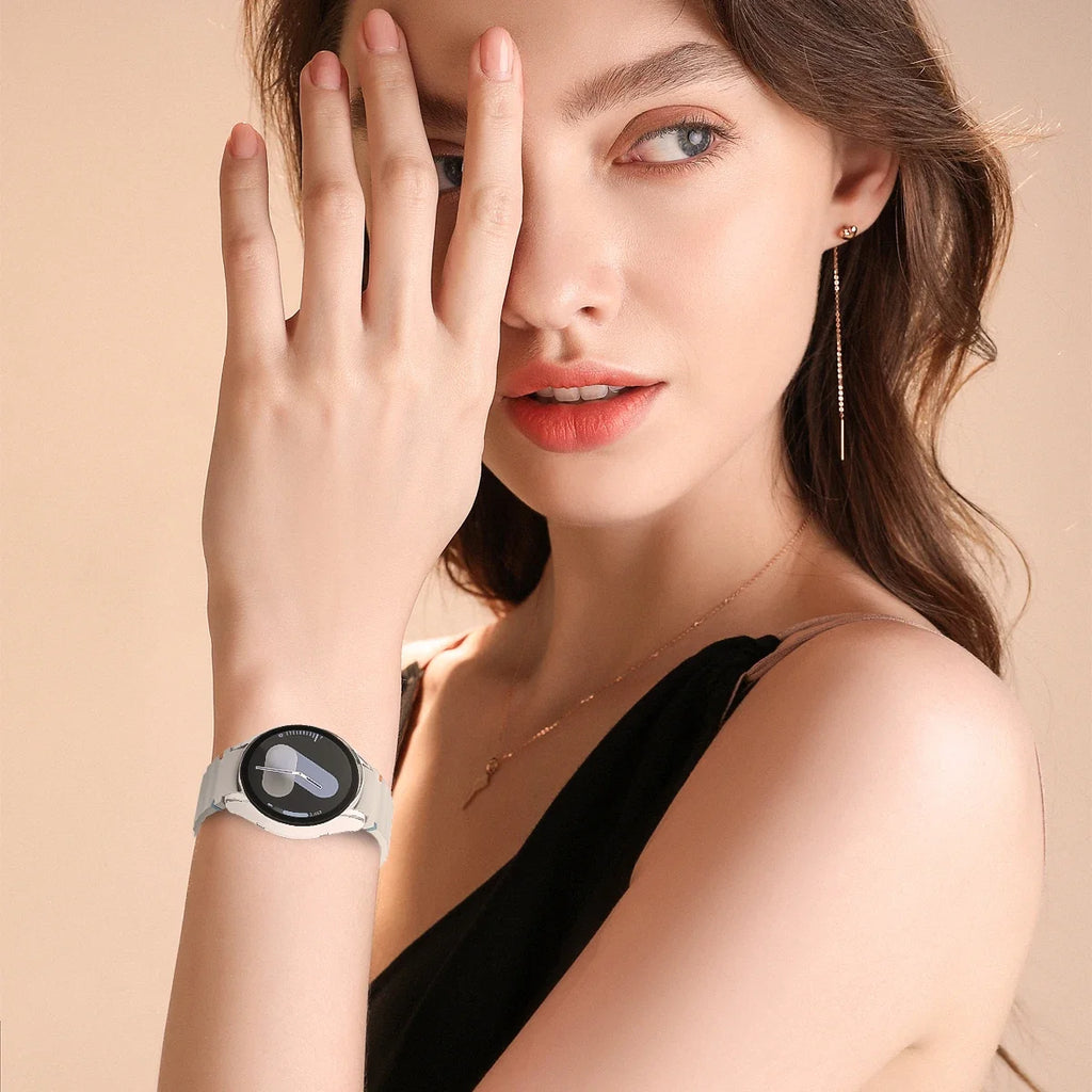 Silicone Strap for Samsung Watch 7 6 5 4 40mm 44mm 5Pro 45mm Band With Case Screen Protector Bumper cover for Wrist Accessories Qme
