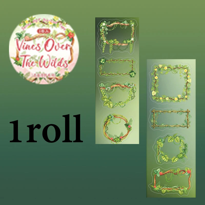Vine Die-Cut Border Washi Tape, Greenery Wreath Trim Tape for Journal Collage Decoration, Wonderful Gifts for Birthdays /Holiday Qme D