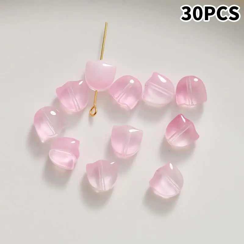 DIY Lampwork Beads 30Pcs Multicolor Glass Flower Beads for Jewelry Making Handmade Accessories Supplies Qme A9