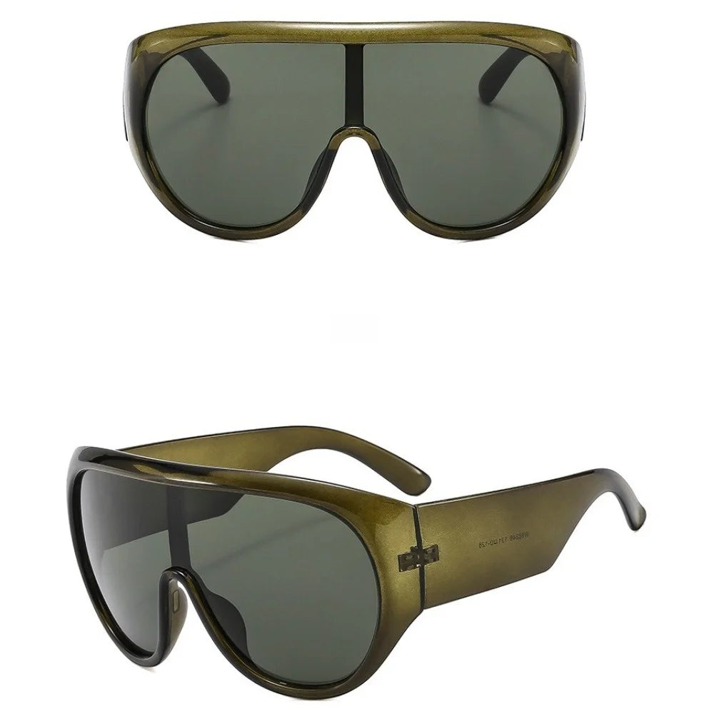 New Oversized Big Frame Sunglasses UV400 Protection Tea Color Square Sunglasses Vintage Punk Style Driving Shades Beach Qme