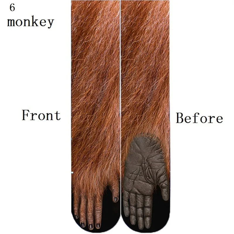 Funny Animal Paw Socks Cat Tiger Leg Toe Men Women Party Outdoor Qme style6 One Size