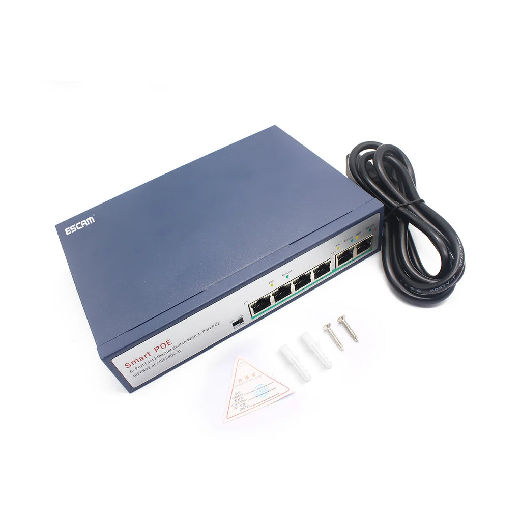 ESCAM 4+2Channel Fast Ethernet POE Switch for Network POE IP Cameras Qme