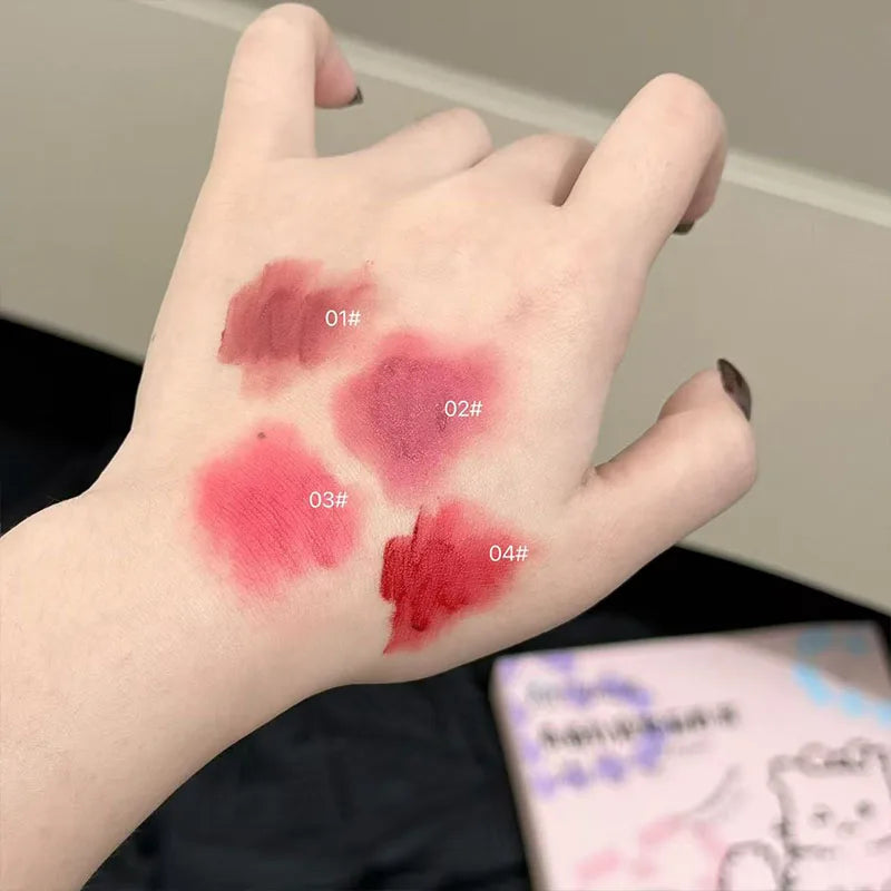Lip Mud Kawaii Cat Velvet Nude Lipstick Matte Texture Silky Easy Qme