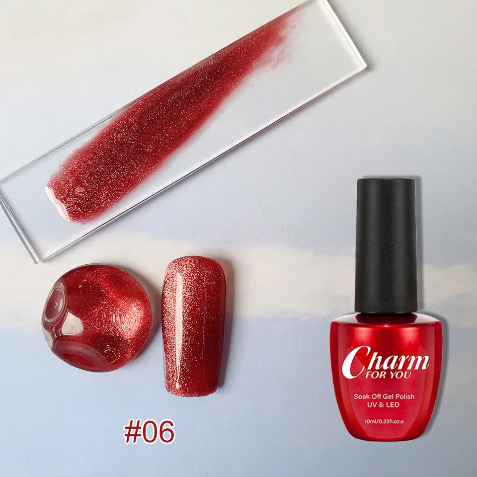 CHARM Amber Cat Eye Gel Nail Polish Magnetic Lacquer UV LED Soak Off Qme 06