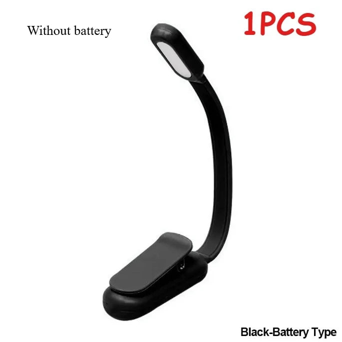 Rechargeable USB Clip LED Reading Light Mini Night Book Lamp With 3 Brightness Levels For Travel Bedroom Study Reading Qme Black Battery 1PCS