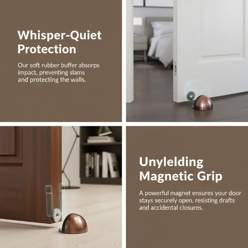 Silicone Magnetic Door Holder No-Punch Adhesive Door Stopper Anti-Collision Buffer for Floor Wall Protection Home Hardware Qme
