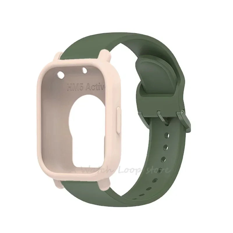 Silicone Case + Strap for Redmi Watch 5 Lite / 5 Active Repacement Bracelet Belt Smart Watchband Protective Shell Cover Qme