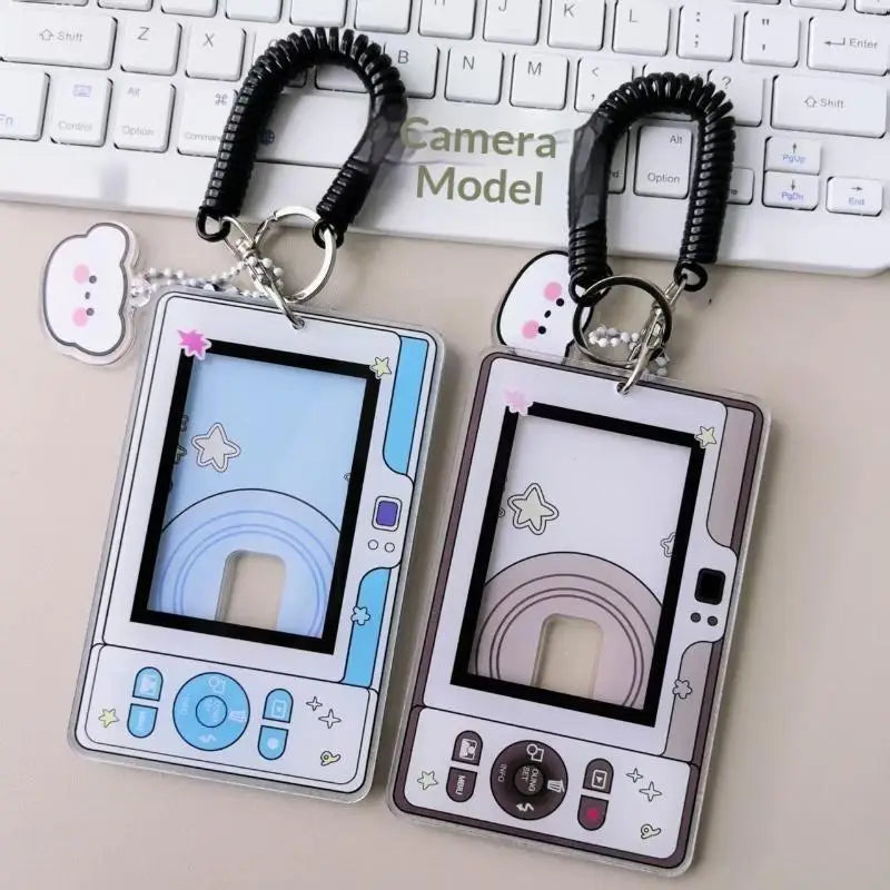 Cute Camera Shaped Clear Photocard Holder Acrylic Material Coil Qme