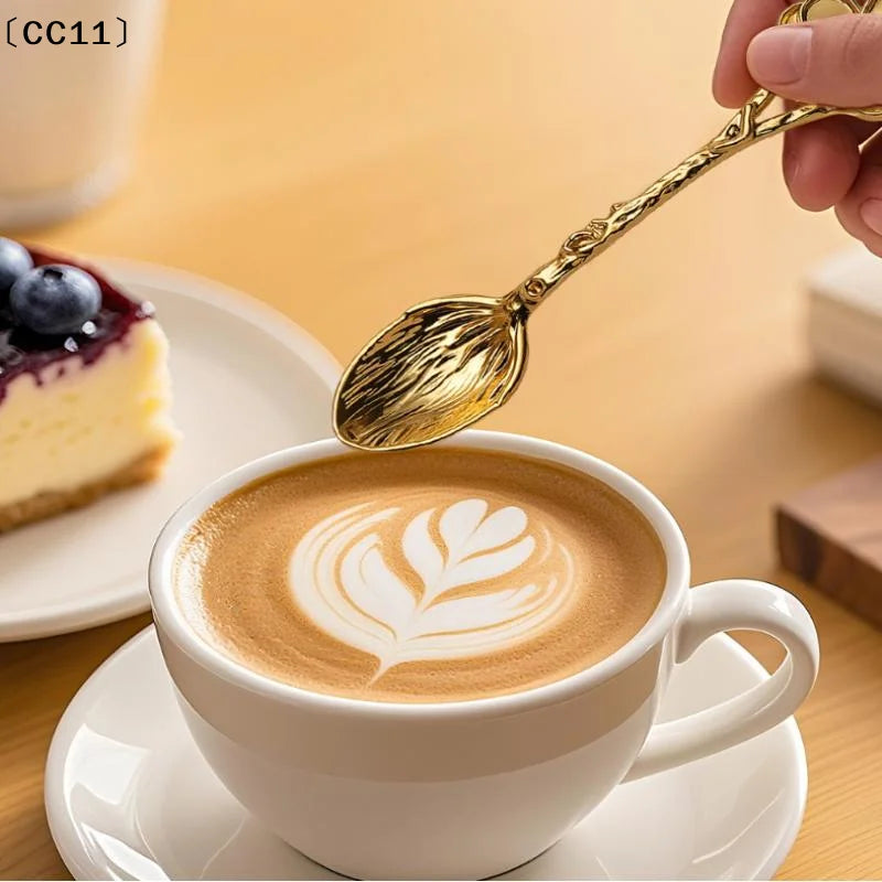 Retro Metal Coffee Spoon Dragonfly Branches Leaves Shape Ice Cream Qme