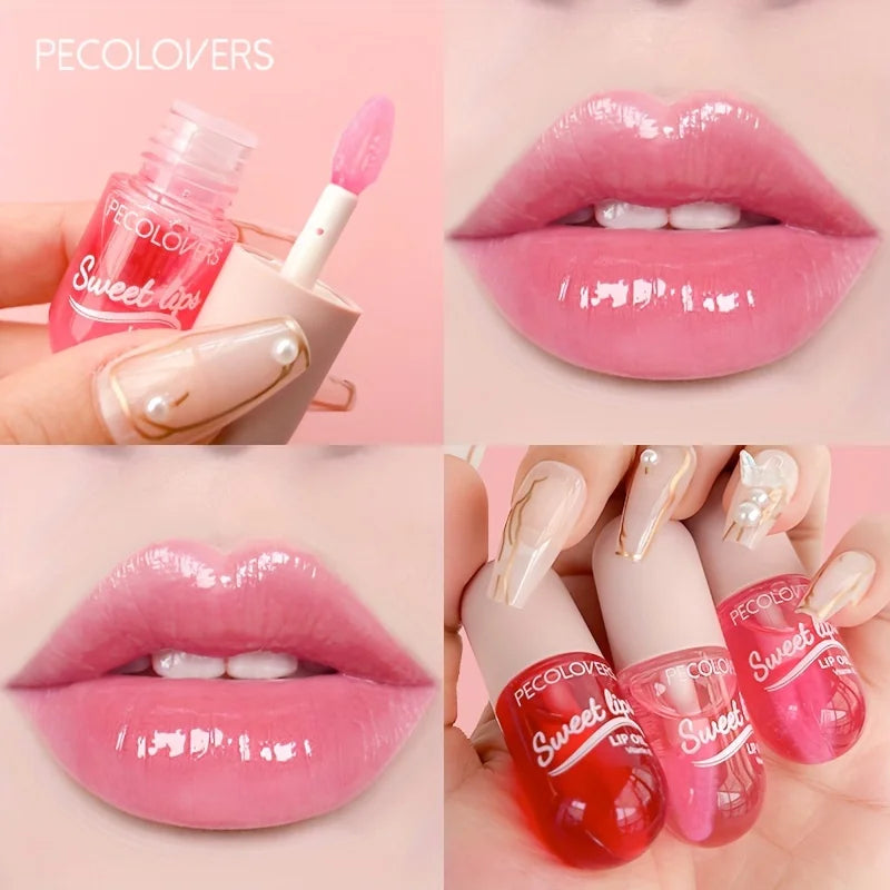 Strawberry Moisturizing Lip Gloss Peach Waterproof Glossy Long Qme