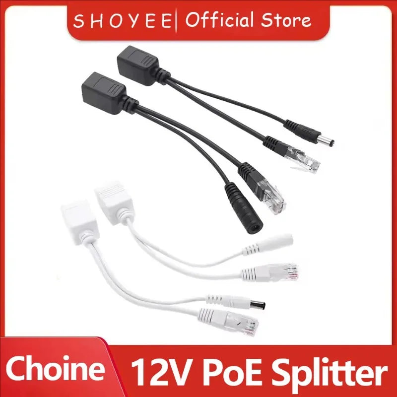 ‌10-Pack Waterproof PoE Splitter 100/1000Mbps 48V Input 12V Output RJ45 for Security Systems Qme