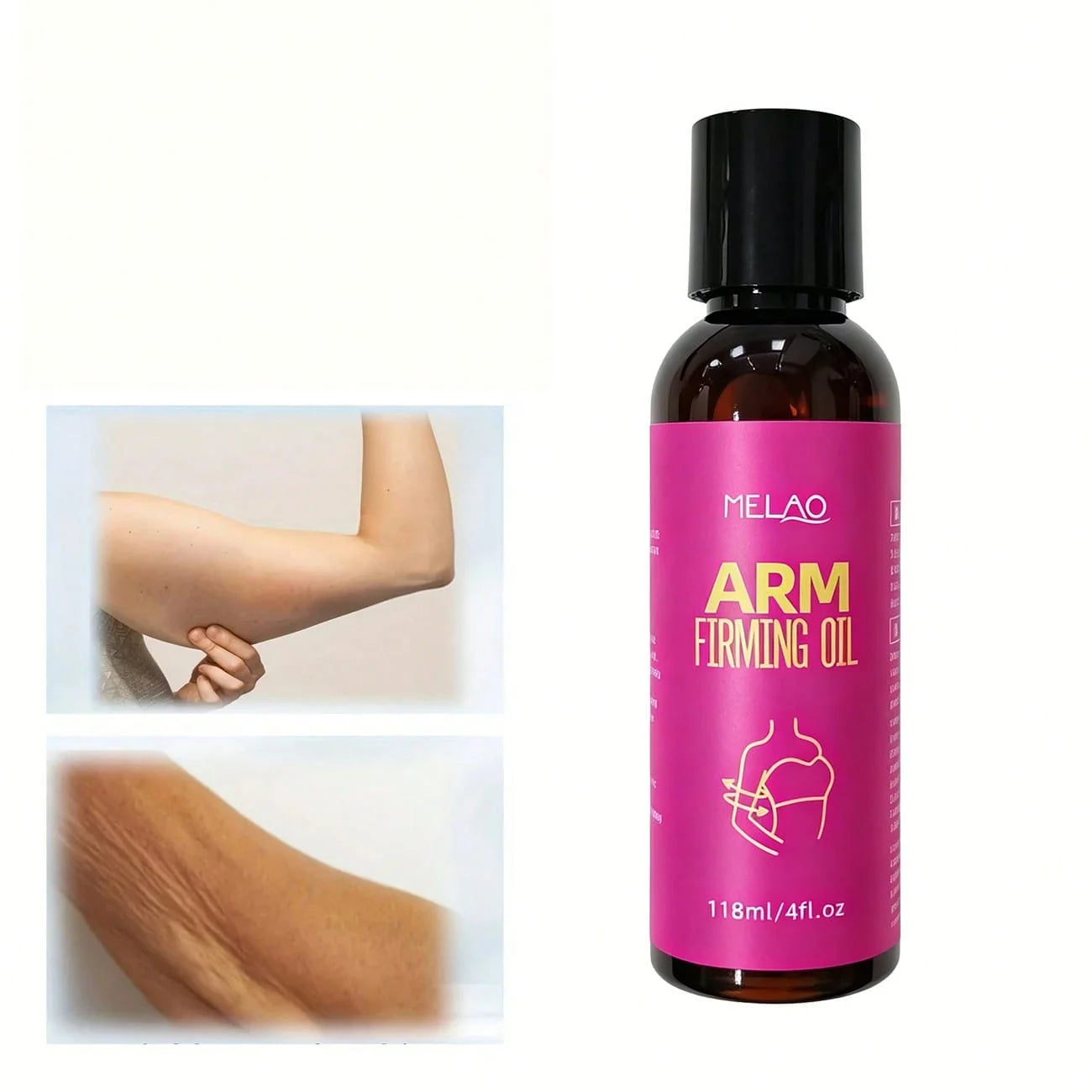 MELAO Arm Firming Oil, Skin Tightening & Moisturizing Massage Oil for Arms, Nourishing Body Oil for Elasticity & Firm Skin Qme