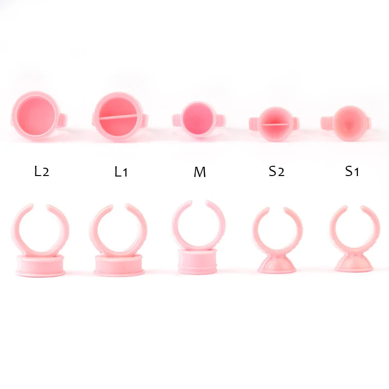 100pcs Disposable Glue Rings Plastic Permanent Makeup Pigment Holder Pallet For Tattoo Eyelash Extension Glue Divider Container Qme