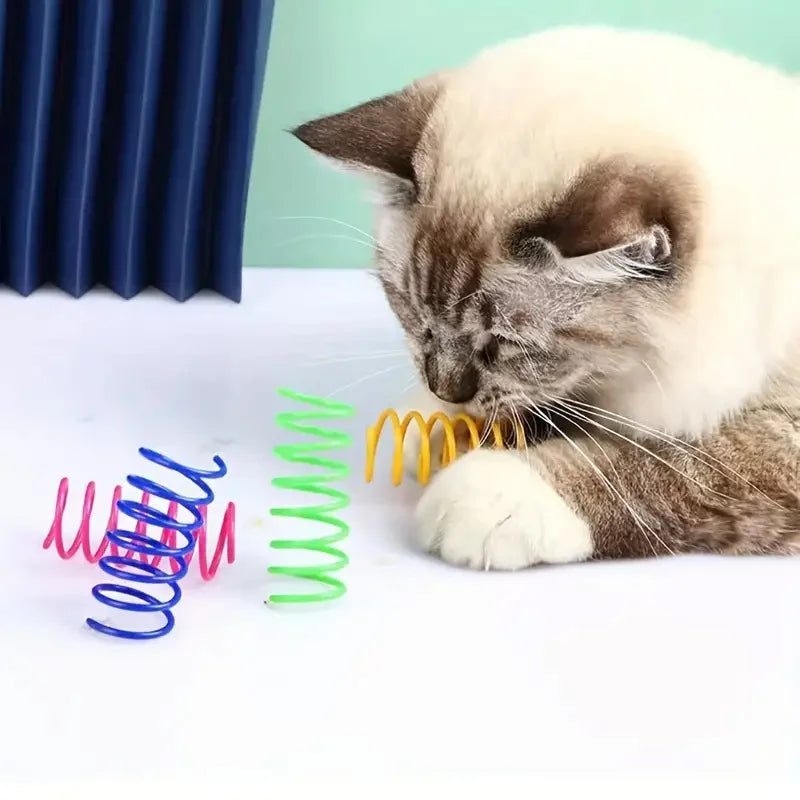 20 Interactive Cat Toys Random Color Set, Indoor Cat Interactive Toys Wrinkle Ball, Flash Ball, Spiral Spring, Spring Tube Qme