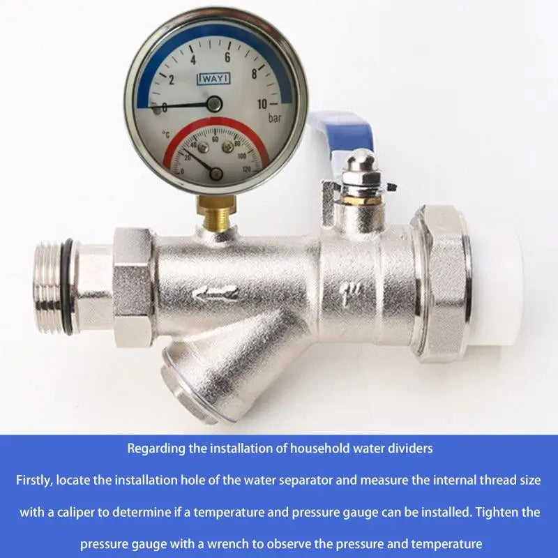2-In-1 Pressure Gauge And 10 Bar Temperature And Pressure Gauge Temperature 0-120°C Temperature And Pressure Meter Qme