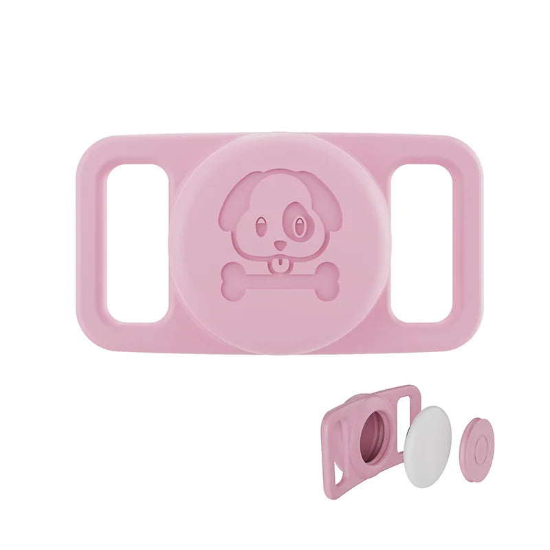 Waterproof case For Airtag Dog Collar Holder Case Lightweight Stretchable Tracker Cover Silicone Protector Protective Accessory Qme Pink