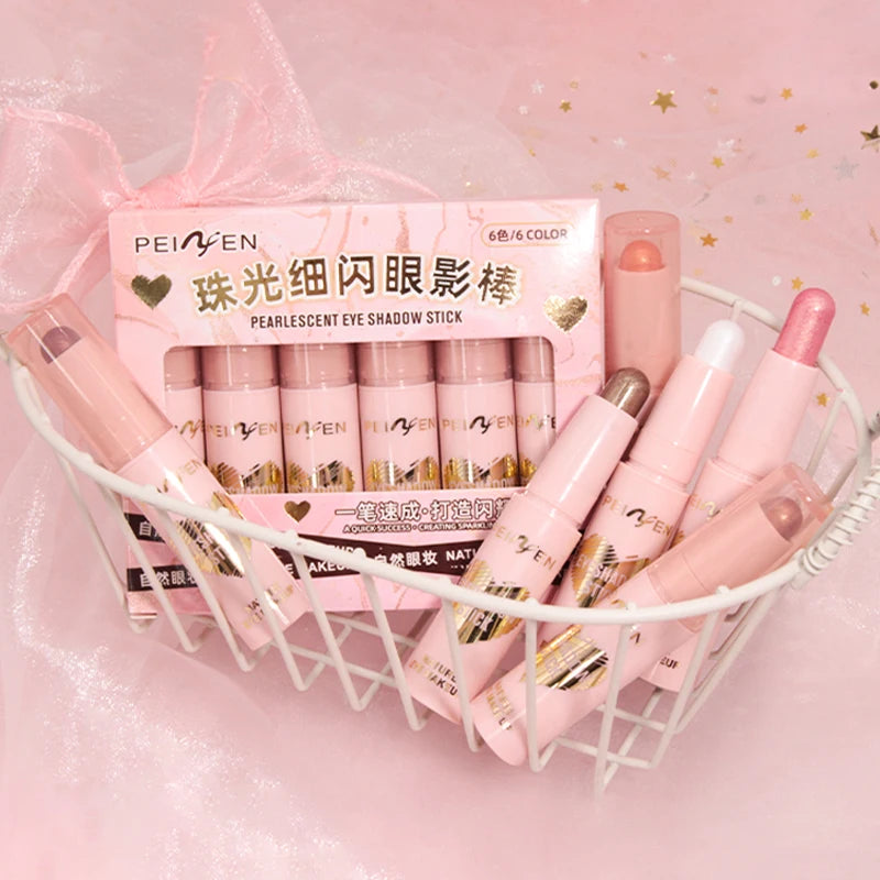 6 Eye Shadow Stick Waterproof Durable Multi-color Optional Shiny Qme