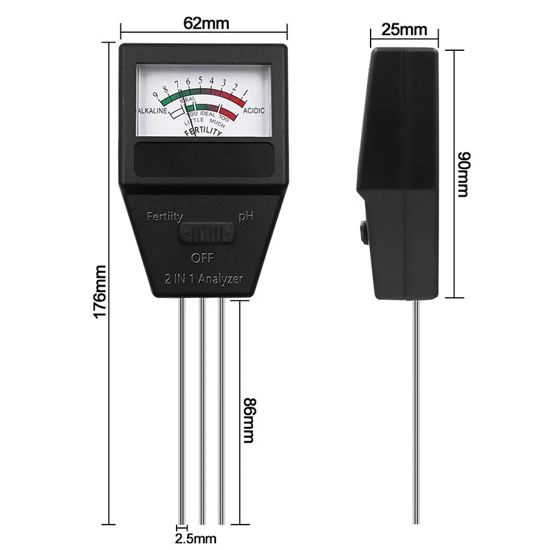 1 Soil PH Fertility Meter 3 Probes Tester Plant Fertile Measure Qme