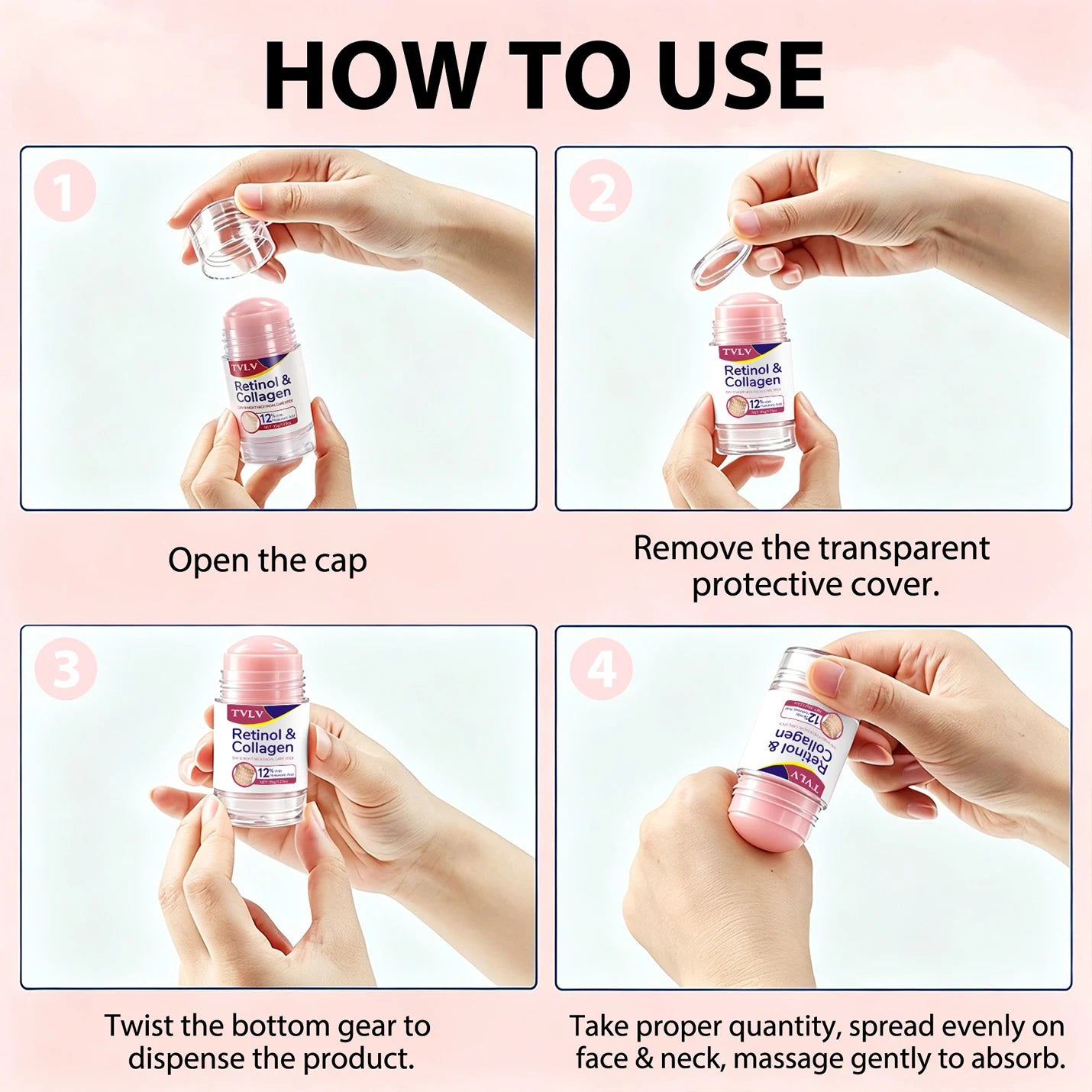 Peach Day Night Neck Facial Care Stick Deep Moisturizing Smooth Skin Qme