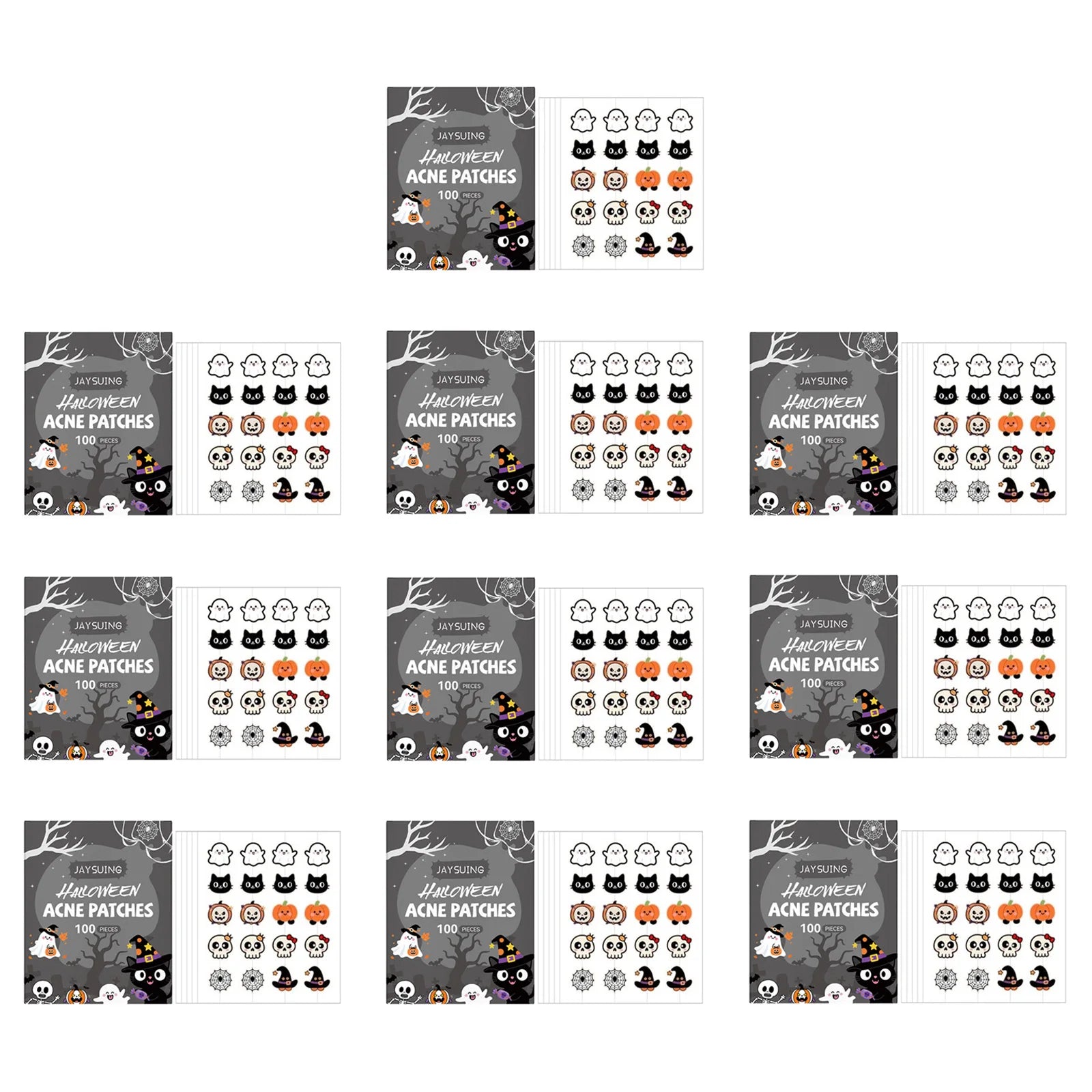 100pcs Halloween Acne Patches Soothing Repair Patch Pumpkin & Bat Shapes Breathable Invisible Acne Spot Cover Skin Care Qme 10 x 100pcs Boxed