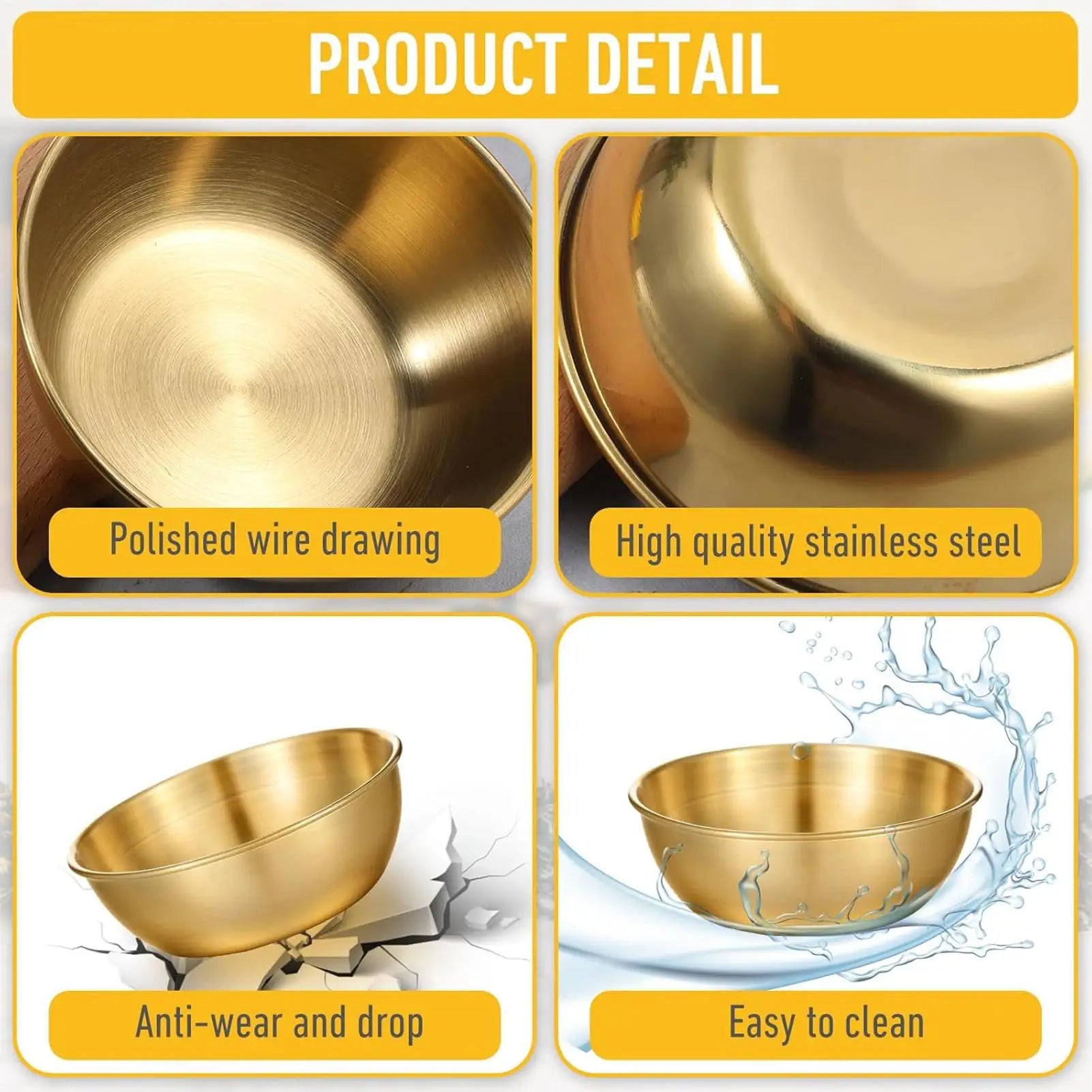 Dipping Sauce Bowls 4 Pieces Round Stainless Steel 3.3Inch Seasoning Dipping Sauce Dishes for Home Restaurant RV Barbecue Qme