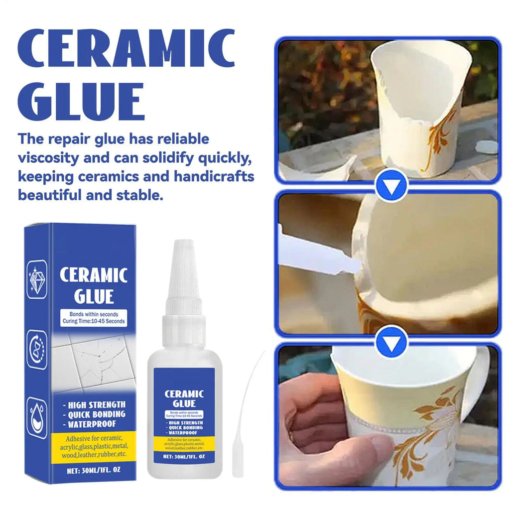 Ceramic Repair Glue Ceramic Sealant Pottery Glue Waterproof 30ml Glass Glue DIY Crafts Strong Adhesive Clear Glue for Pottery Qme