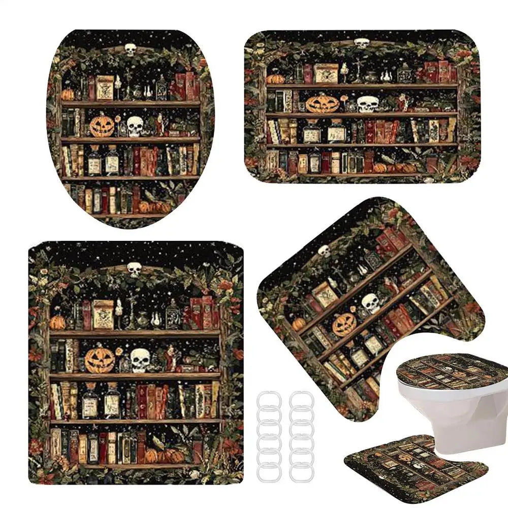 Halloween Bathroom Shower Curtains Non Slip Skull Rugs Toilet Lid Qme 03 China Mainland