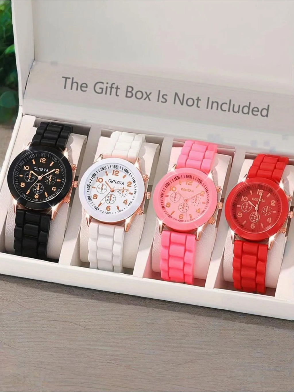 Instagram-style candy-colored quartz watch, soft and adorable, versatile casual wristwatch 4-piece set Qme Multicolor No
