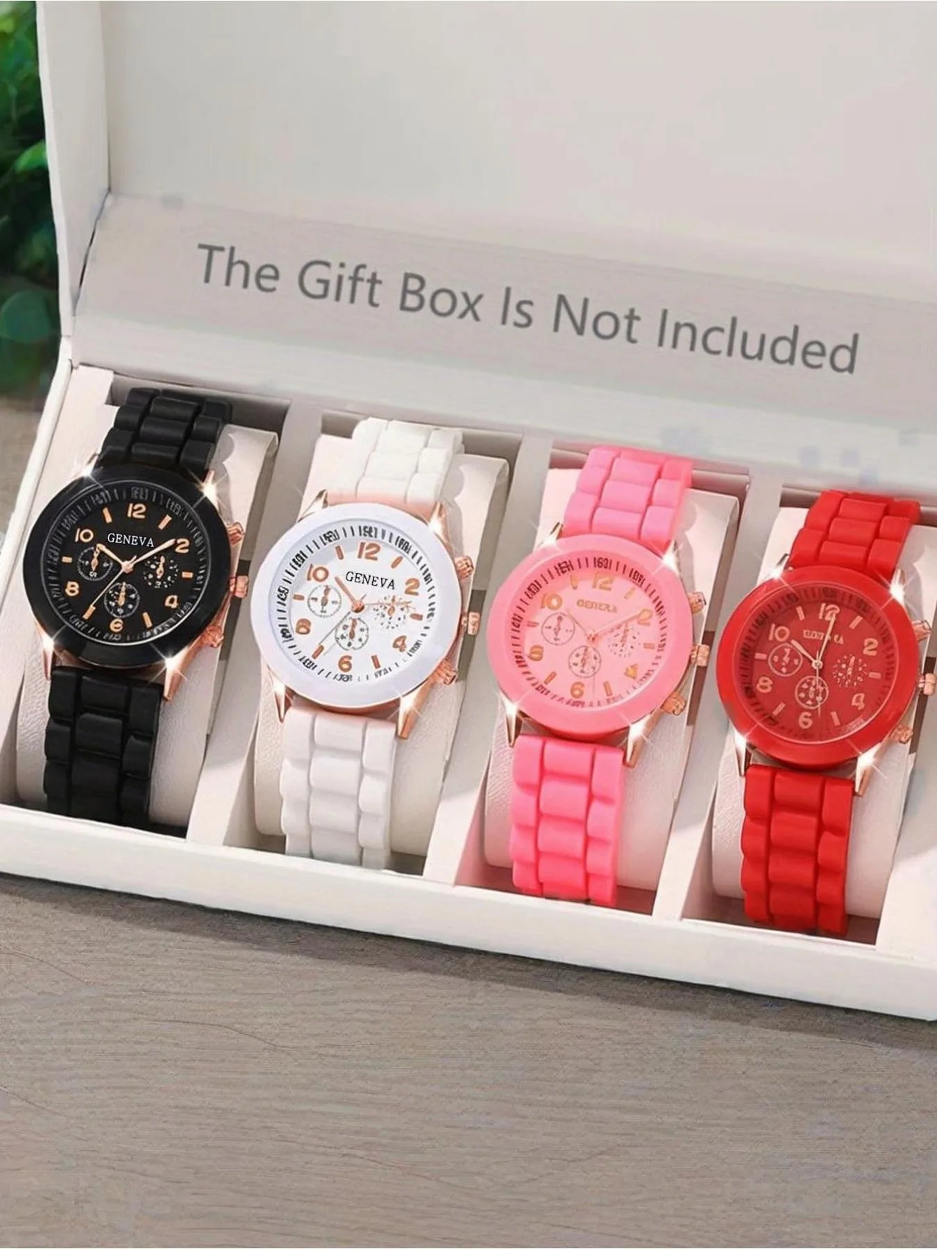 Instagram-style candy-colored quartz watch, soft and adorable, versatile casual wristwatch 4-piece set Qme Multicolor No